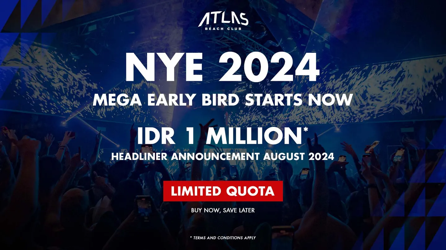 MEGA EARLY BIRD ATLAS BEACH CLUB NYE 2024